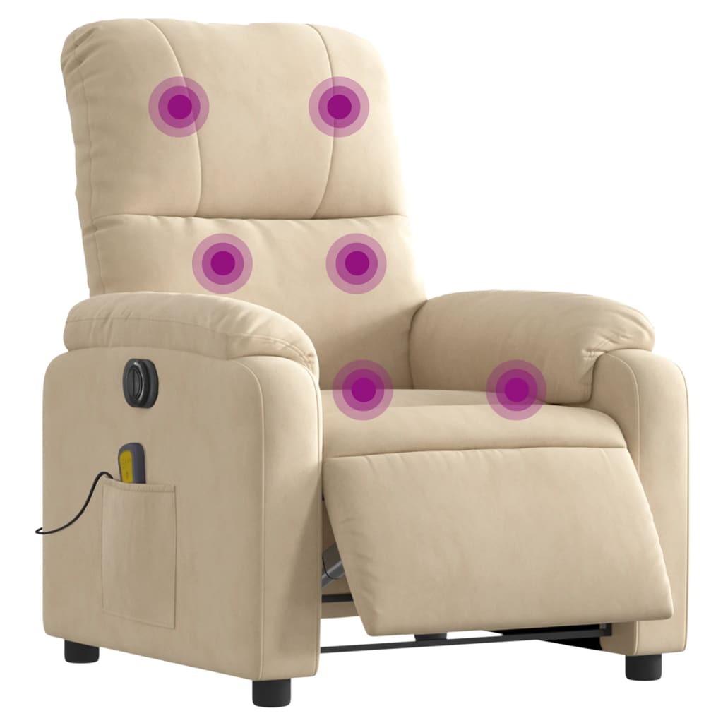 Fauteuil inclinable de massage électrique crème Fauteuils vidaXL   