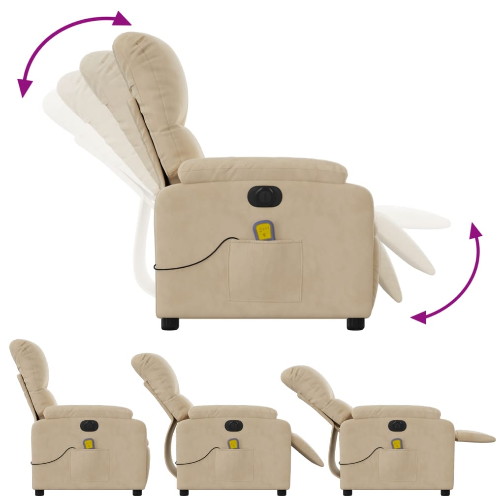 Fauteuil inclinable de massage électrique crème Fauteuils vidaXL   