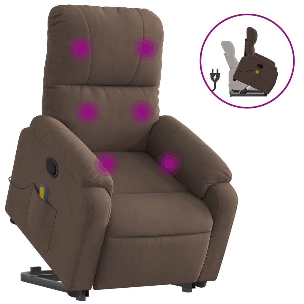 Fauteuil inclinable de massage marron tissu microfibre Fauteuils vidaXL   