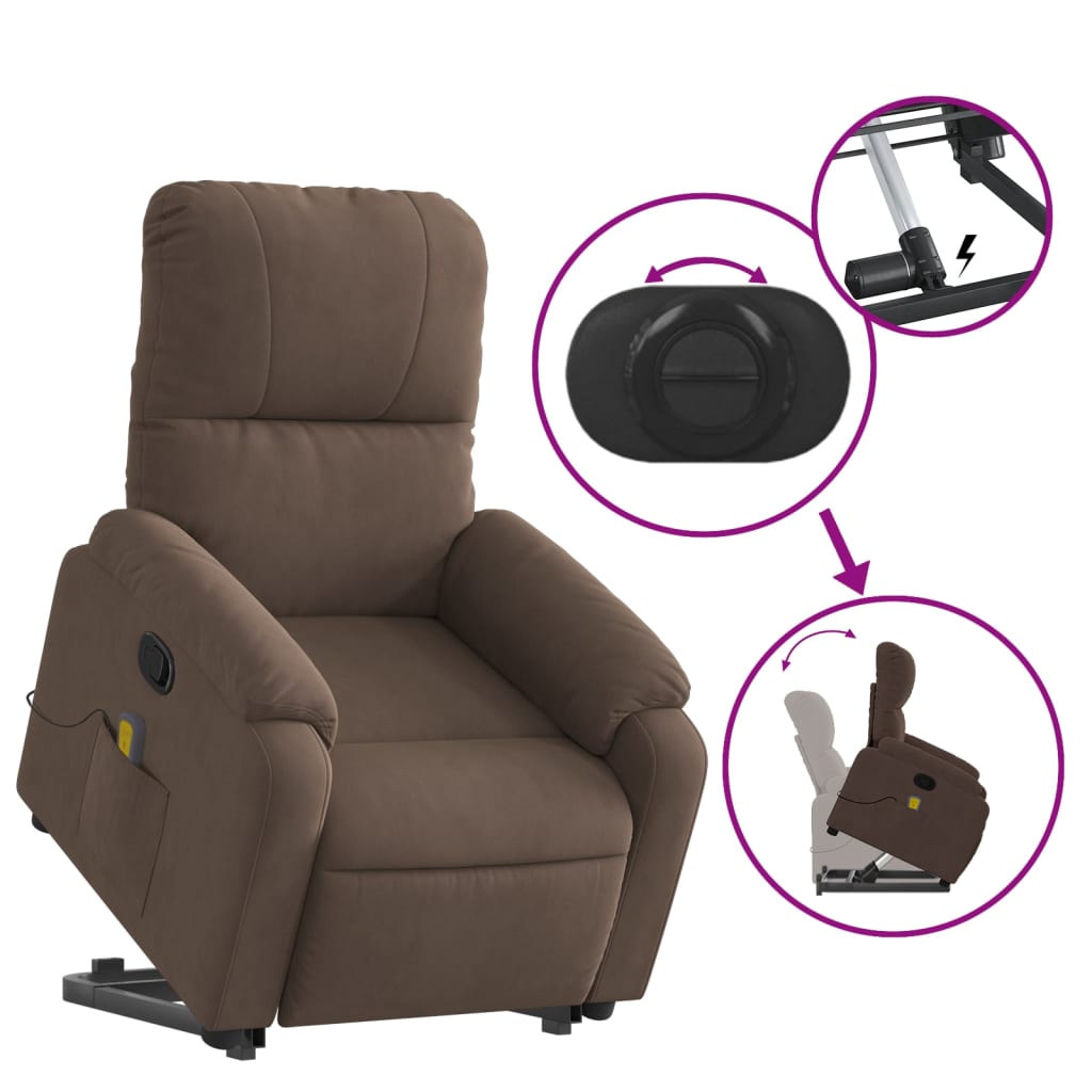 Fauteuil inclinable de massage marron tissu microfibre Fauteuils vidaXL   