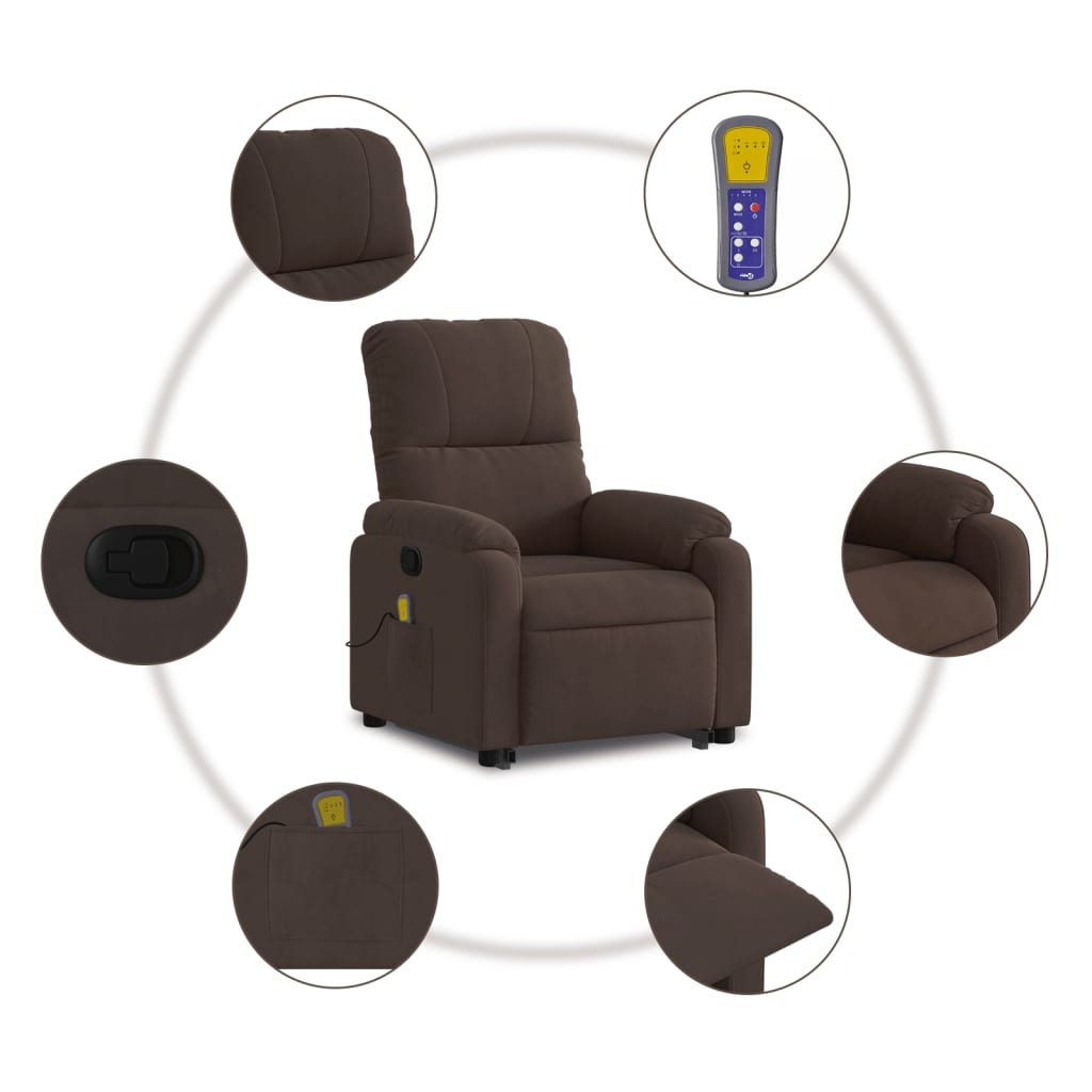 Fauteuil inclinable de massage marron tissu microfibre Fauteuils vidaXL   