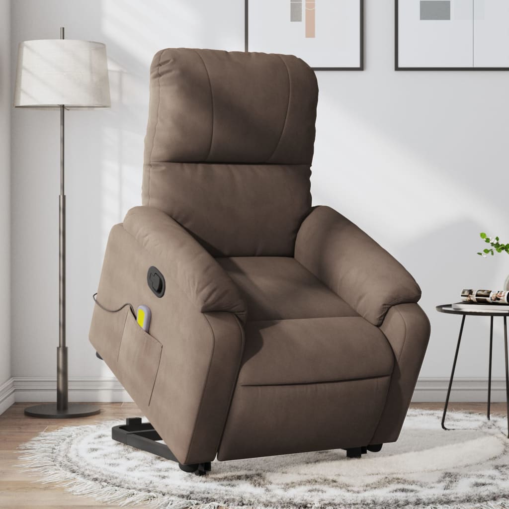 Fauteuil inclinable de massage marron tissu microfibre Fauteuils vidaXL   