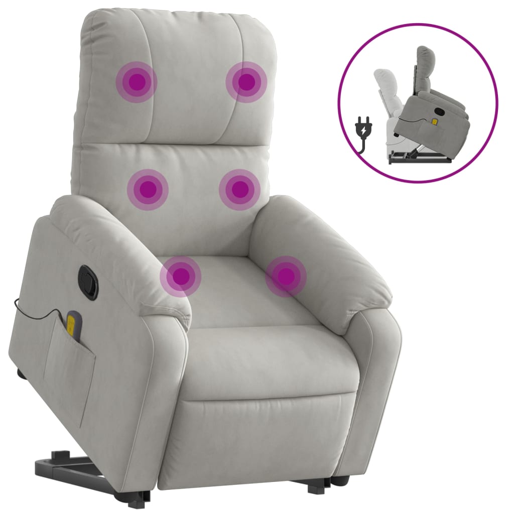 Fauteuil inclinable de massage gris clair tissu microfibre Fauteuils vidaXL   