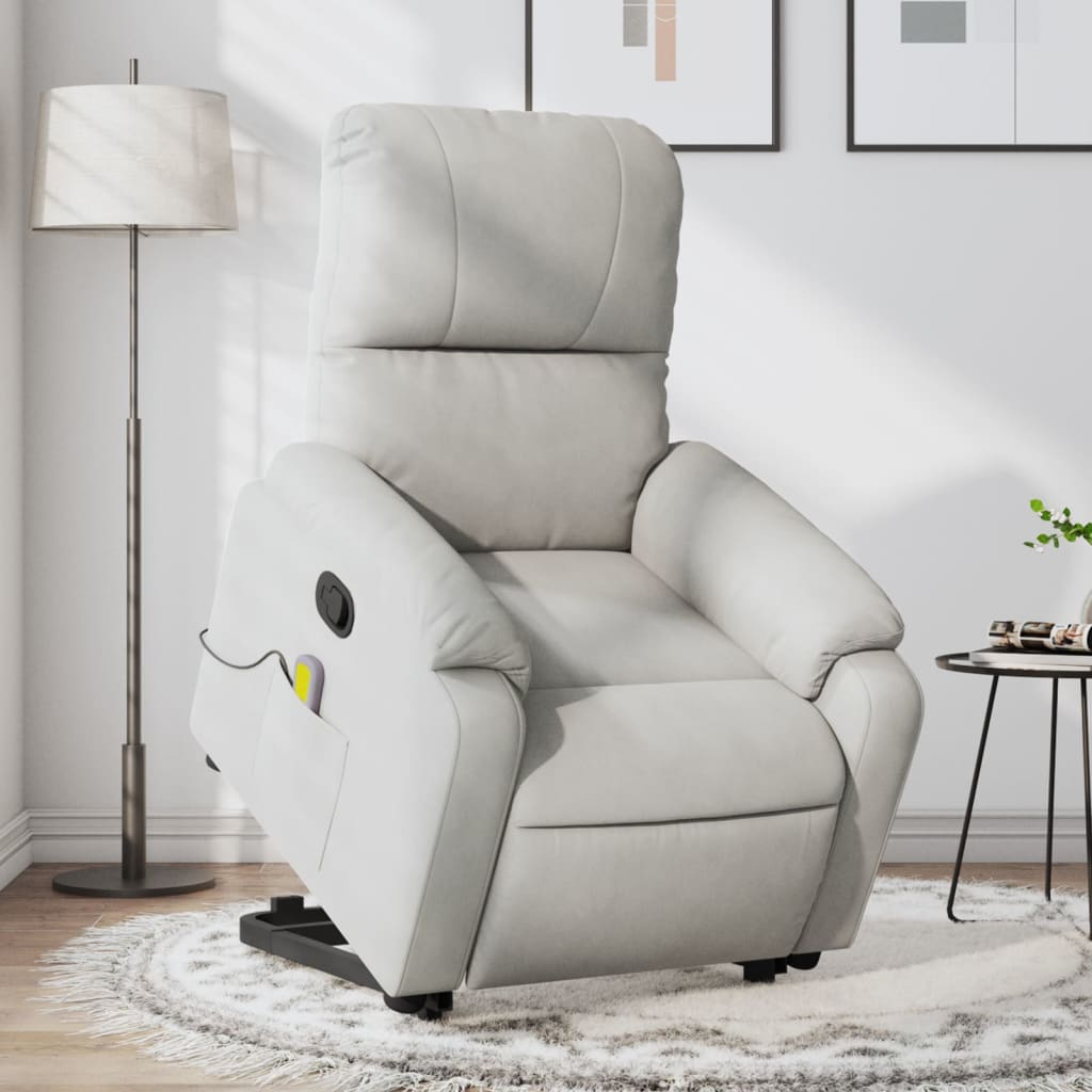 Fauteuil inclinable de massage gris clair tissu microfibre Fauteuils vidaXL   