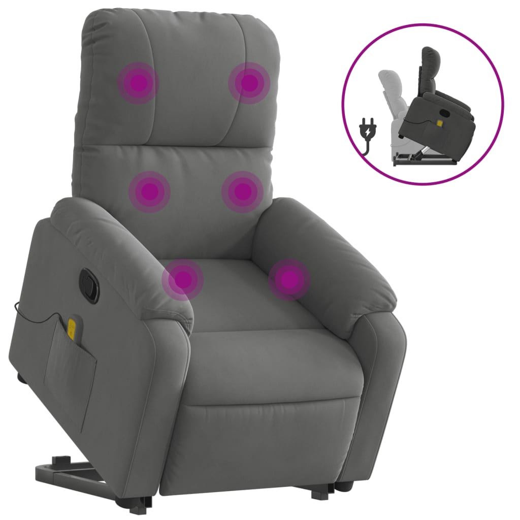 Fauteuil inclinable de massage gris foncé tissu microfibre Fauteuils vidaXL   