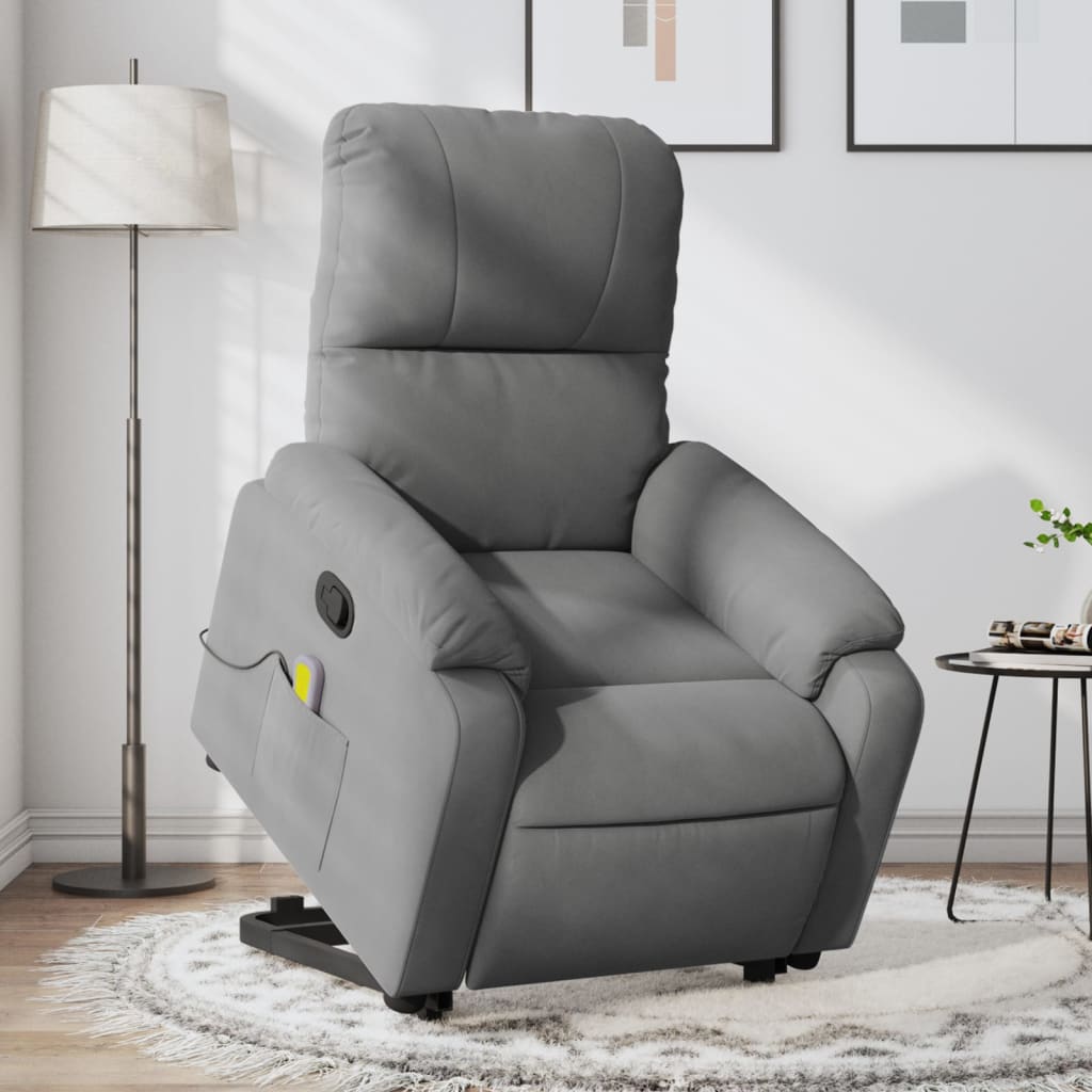 Fauteuil inclinable de massage gris foncé tissu microfibre Fauteuils vidaXL   