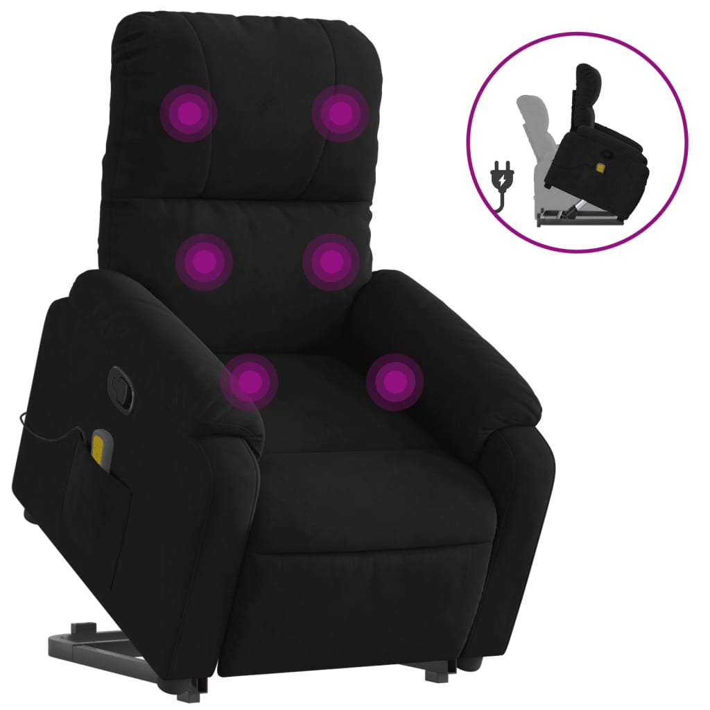 Fauteuil inclinable de massage noir tissu microfibre Fauteuils vidaXL   