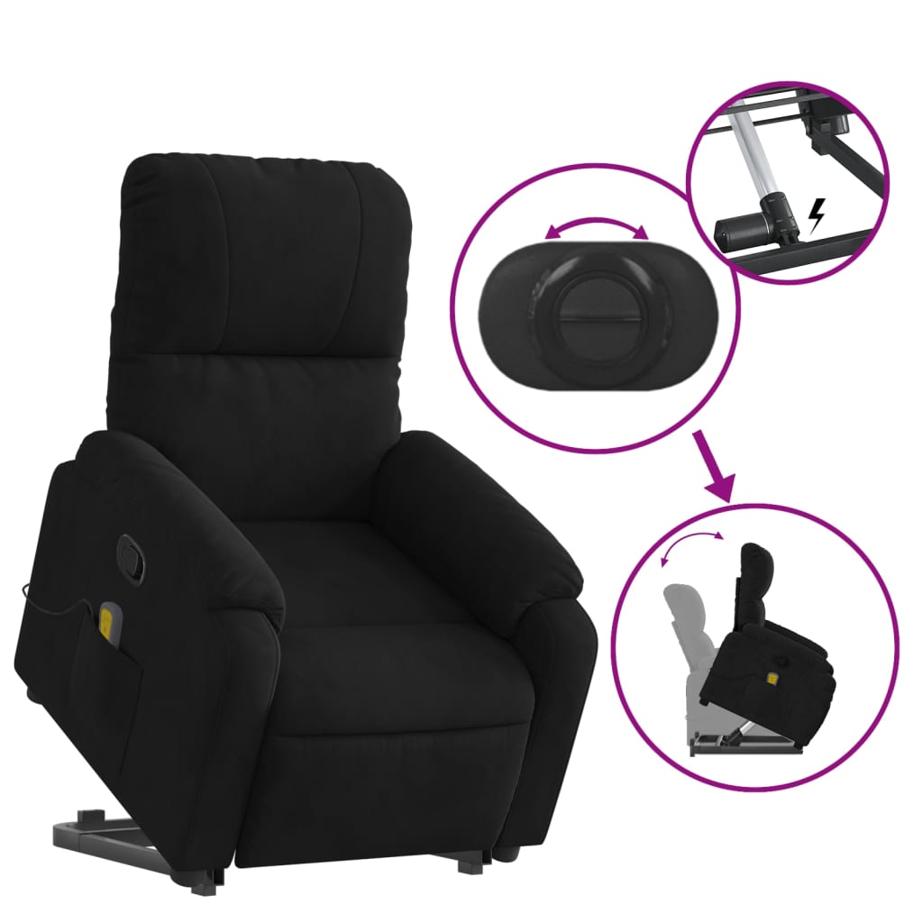 Fauteuil inclinable de massage noir tissu microfibre Fauteuils vidaXL   