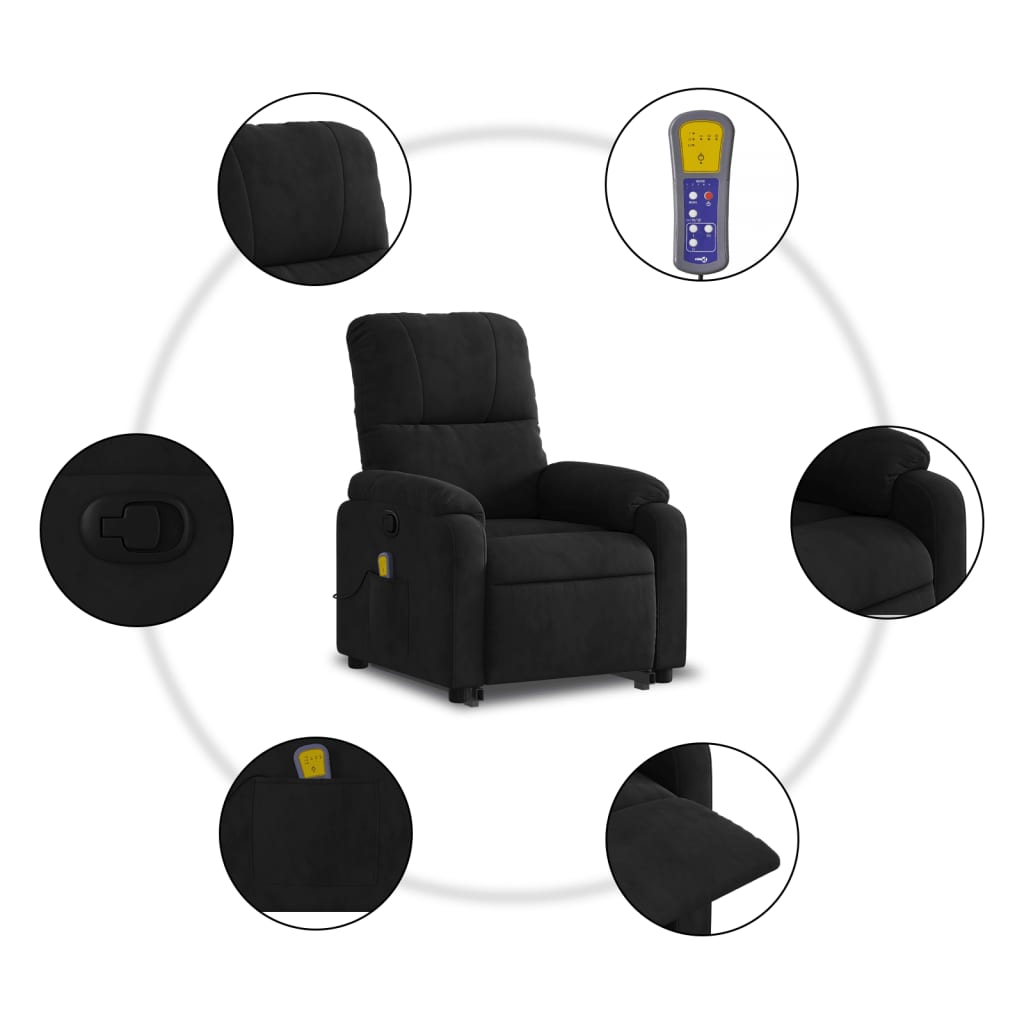 Fauteuil inclinable de massage noir tissu microfibre Fauteuils vidaXL   