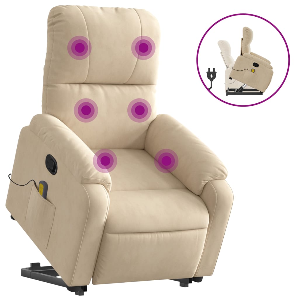 Fauteuil inclinable de massage crème tissu microfibre Fauteuils vidaXL   