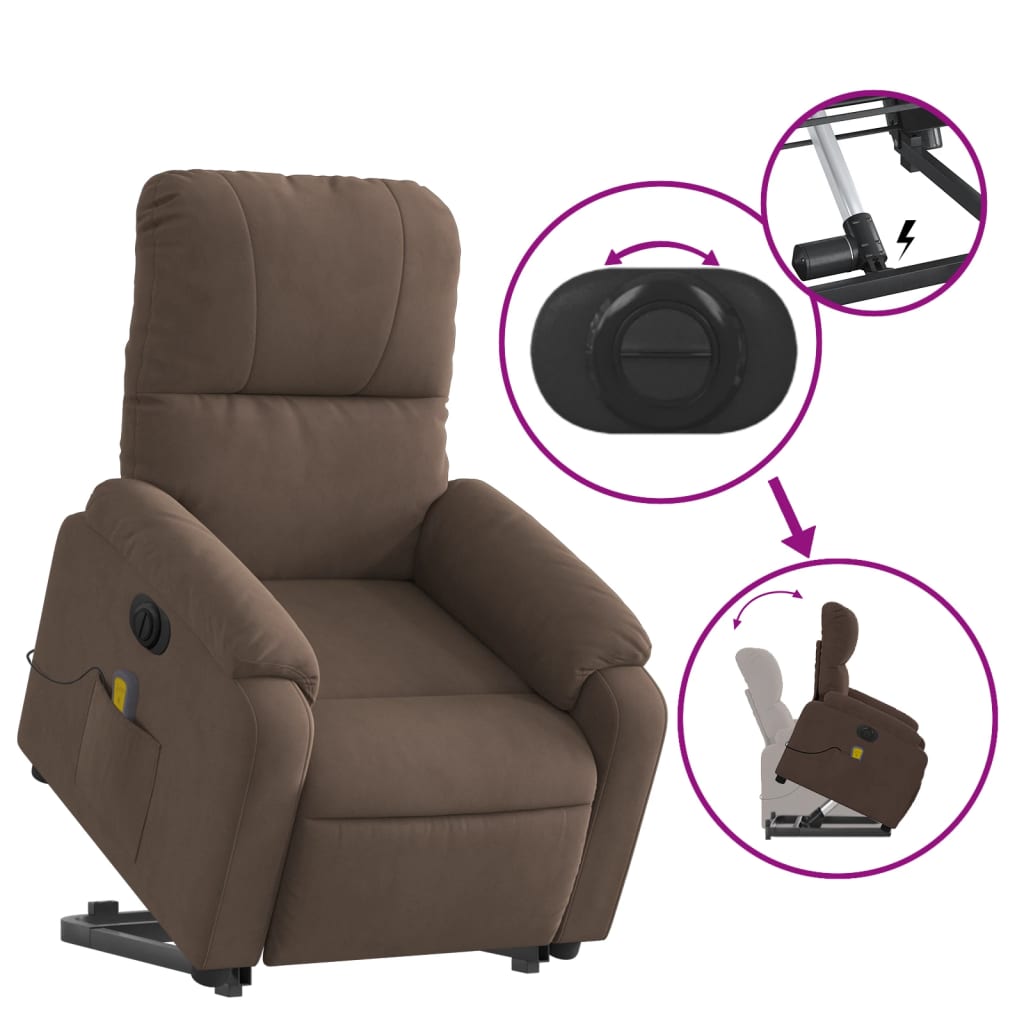 Fauteuil inclinable de massage électrique marron Fauteuils vidaXL   