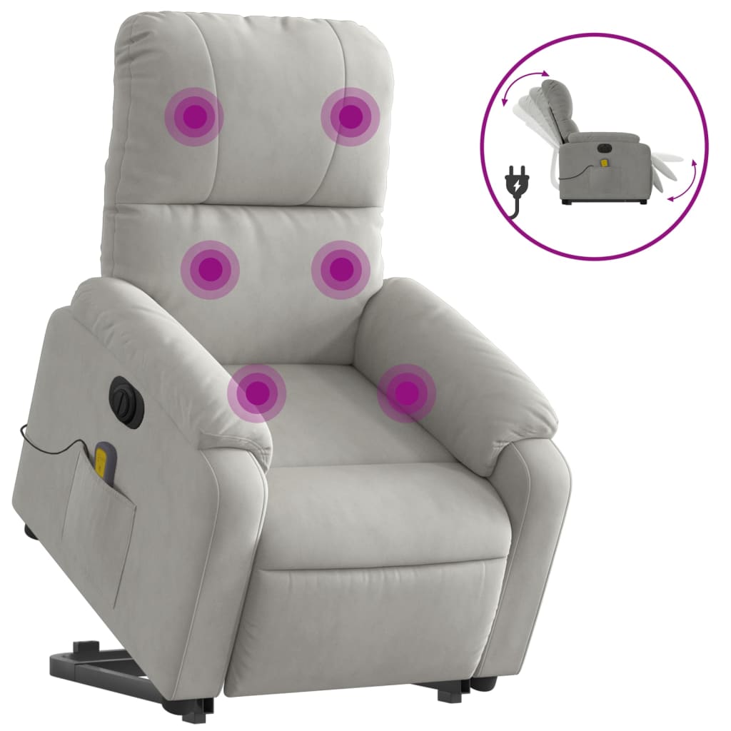 Fauteuil inclinable de massage électrique gris clair Fauteuils vidaXL   