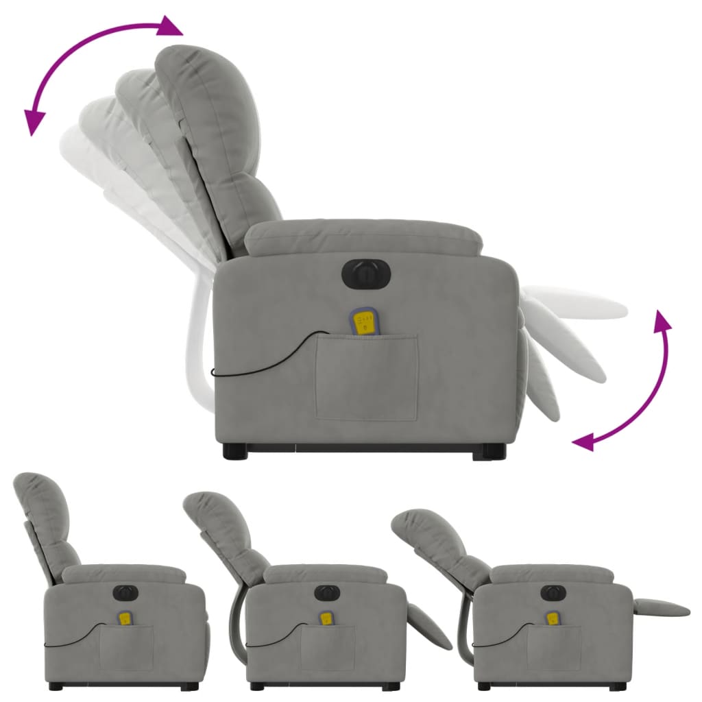 Fauteuil inclinable de massage électrique gris clair Fauteuils vidaXL   