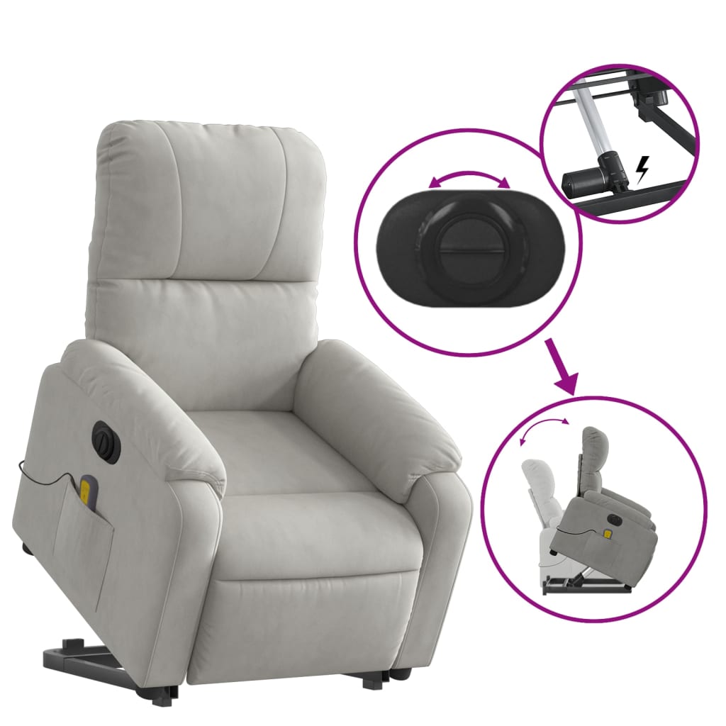 Fauteuil inclinable de massage électrique gris clair Fauteuils vidaXL   