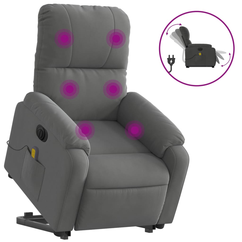 Fauteuil inclinable de massage électrique gris foncé Fauteuils vidaXL   