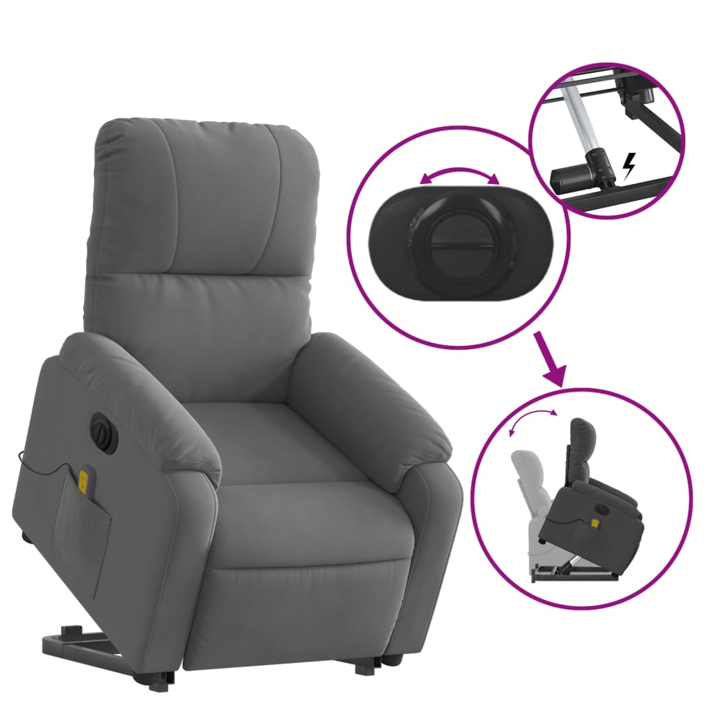 Fauteuil inclinable de massage électrique gris foncé Fauteuils vidaXL   