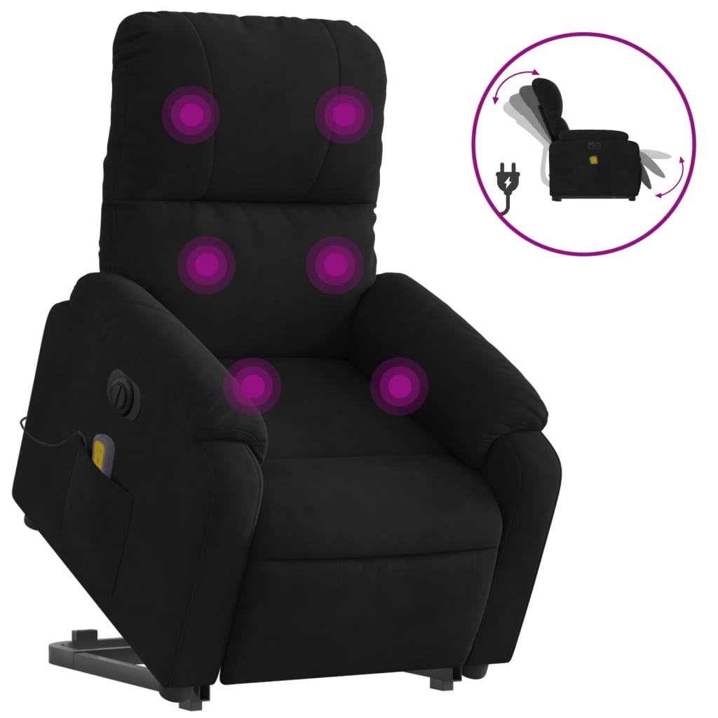 Fauteuil inclinable de massage électrique noir tissu microfibre Fauteuils vidaXL   