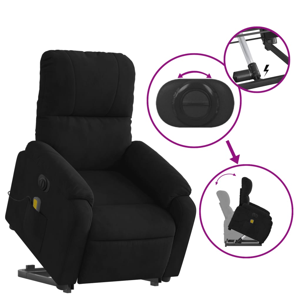 Fauteuil inclinable de massage électrique noir tissu microfibre Fauteuils vidaXL   