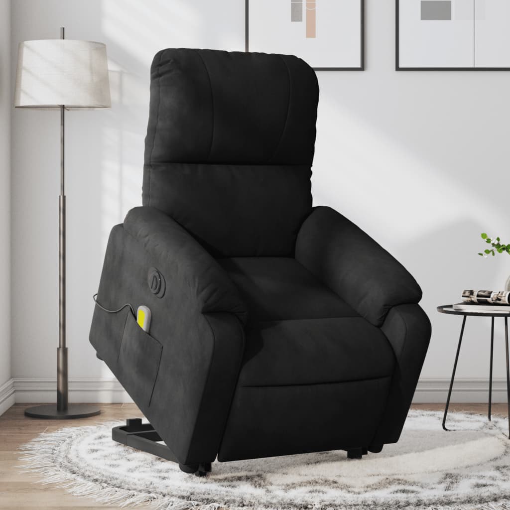 Fauteuil inclinable de massage électrique noir tissu microfibre Fauteuils vidaXL   