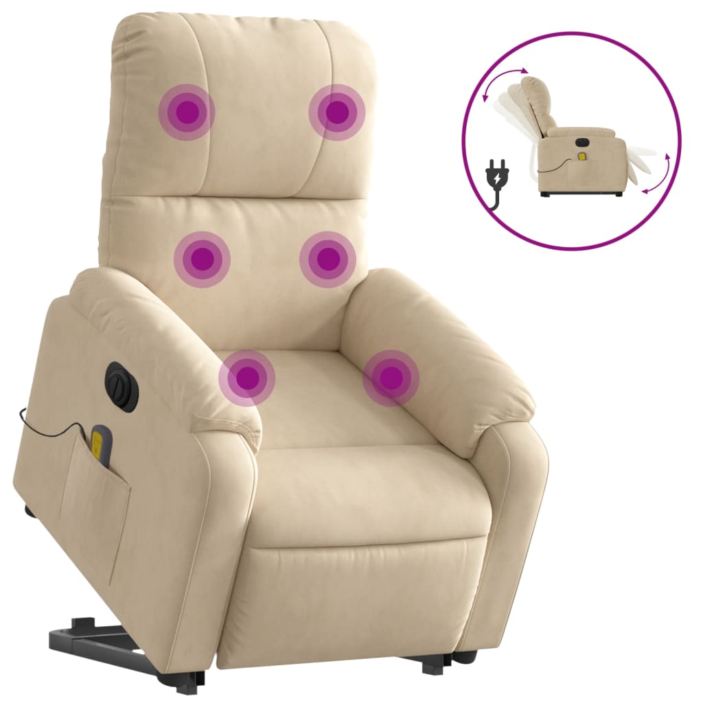 Fauteuil inclinable de massage électrique crème Fauteuils vidaXL   