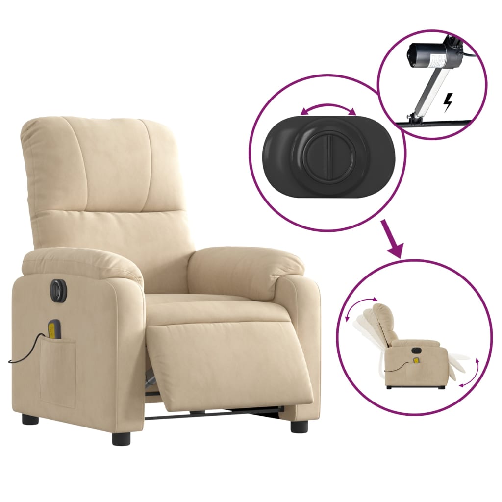 Fauteuil inclinable de massage électrique crème Fauteuils vidaXL   