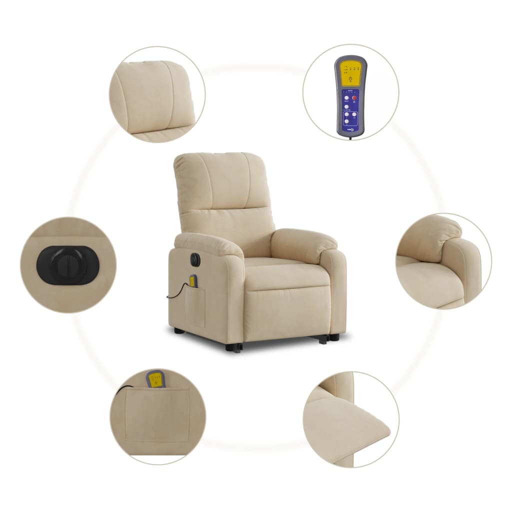 Fauteuil inclinable de massage électrique crème Fauteuils vidaXL   