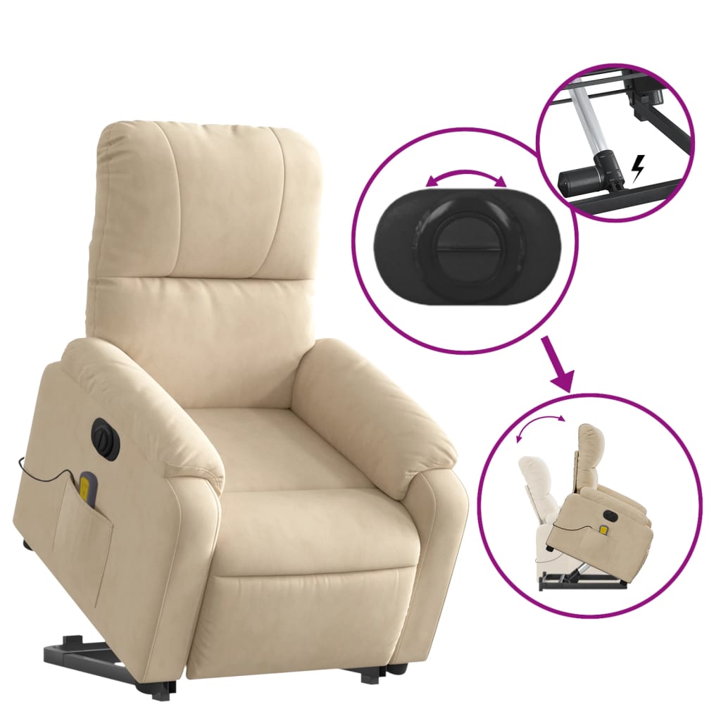 Fauteuil inclinable de massage électrique crème Fauteuils vidaXL   