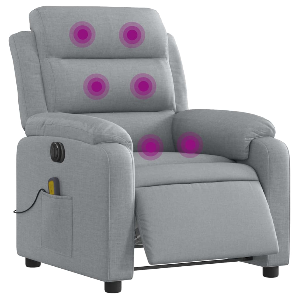 Fauteuil de massage inclinable électrique gris clair tissu Fauteuils vidaXL   