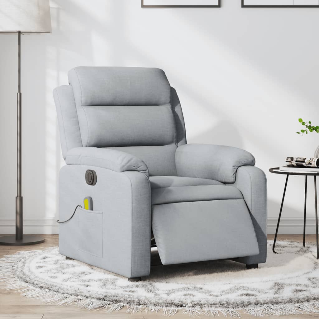 Fauteuil de massage inclinable électrique gris clair tissu Fauteuils vidaXL   