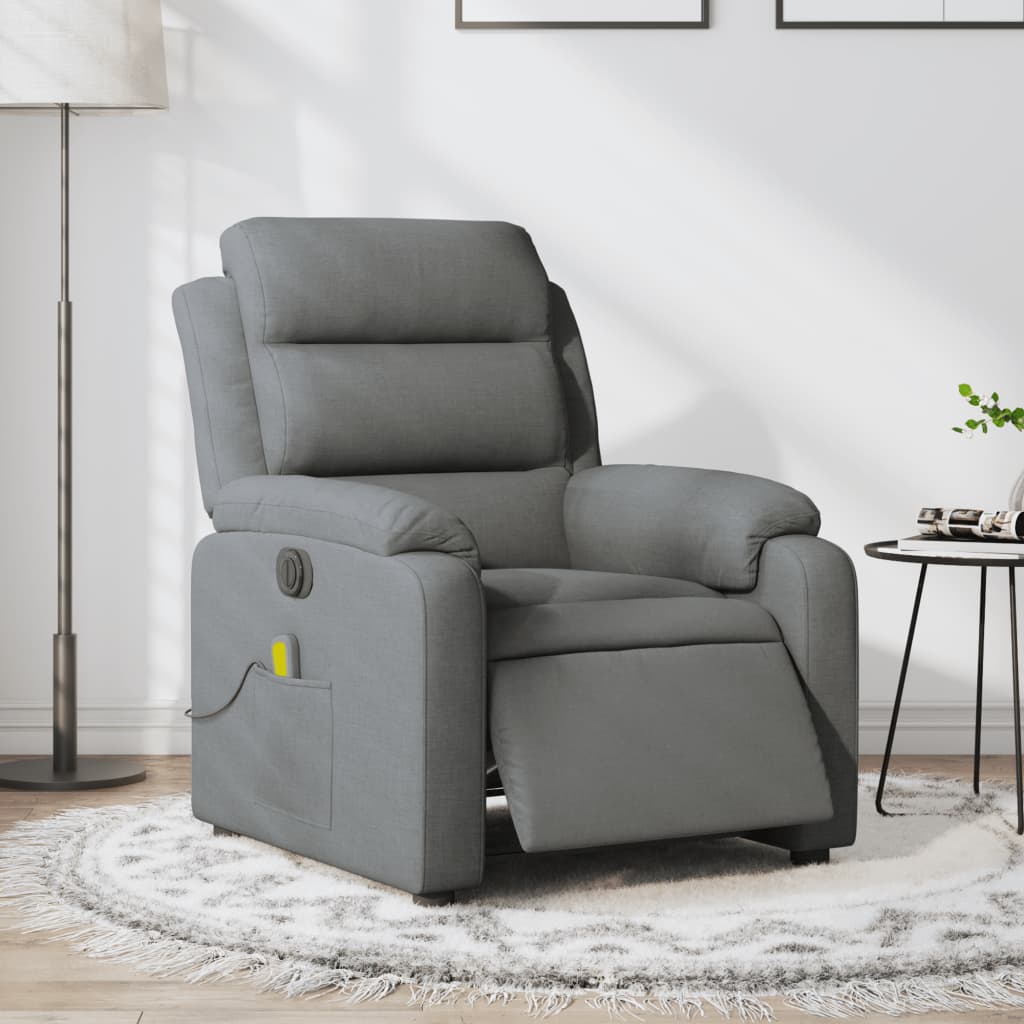 Fauteuil inclinable de massage électrique gris foncé tissu Fauteuils vidaXL   