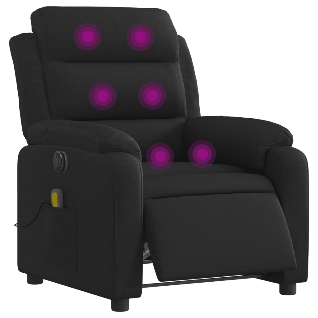 Fauteuil de massage inclinable électrique Noir Tissu Fauteuils vidaXL   