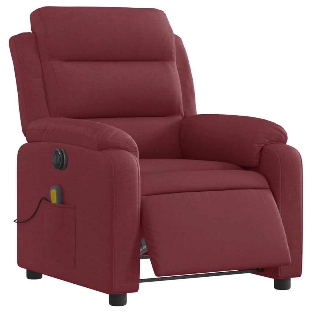 Fauteuil de massage inclinable électrique Rouge bordeaux Tissu Fauteuils vidaXL   