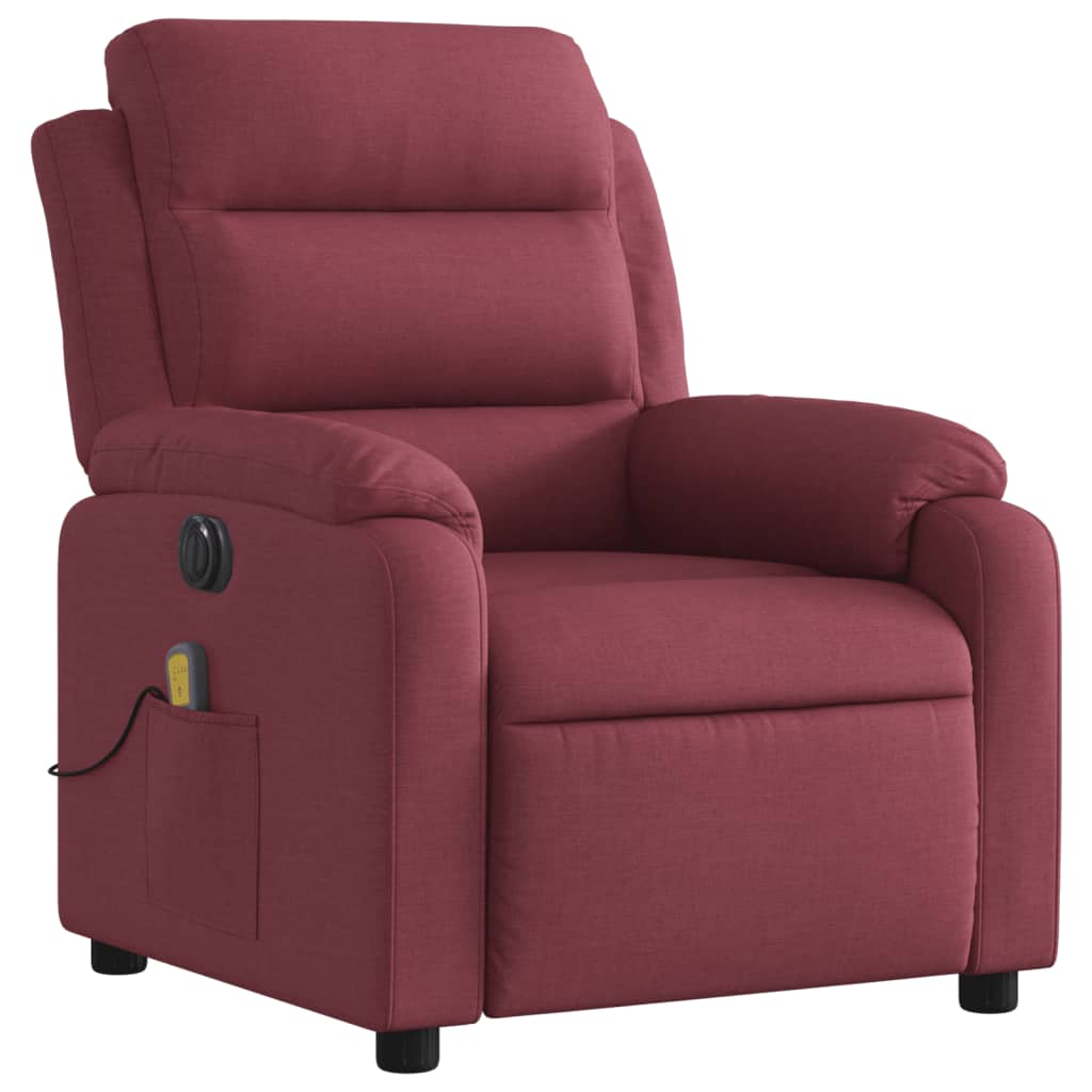 Fauteuil de massage inclinable électrique Rouge bordeaux Tissu Fauteuils vidaXL   