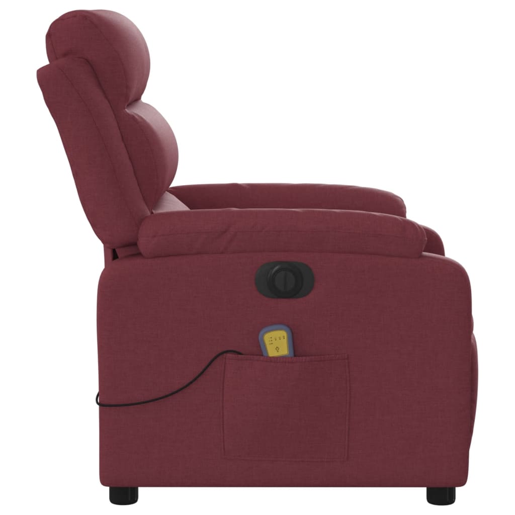 Fauteuil de massage inclinable électrique Rouge bordeaux Tissu Fauteuils vidaXL   