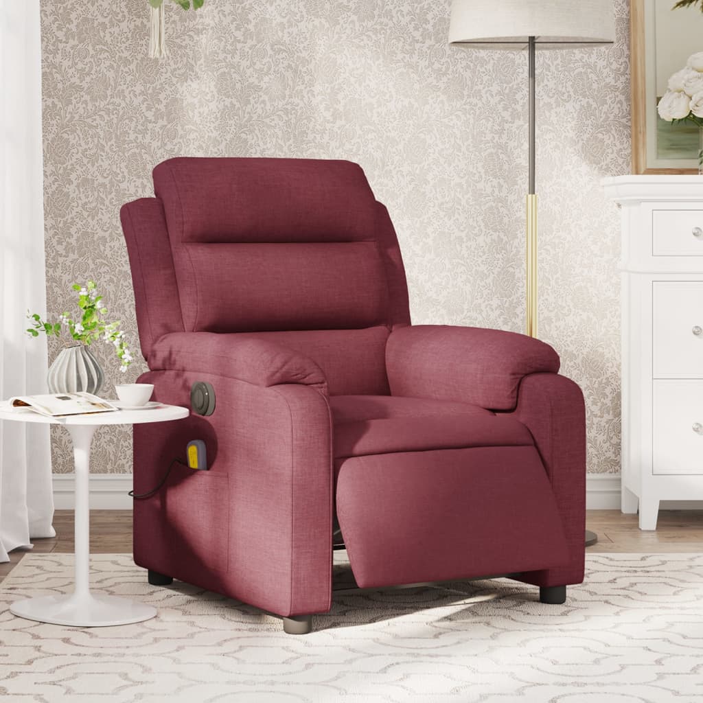 Fauteuil de massage inclinable électrique Rouge bordeaux Tissu Fauteuils vidaXL   