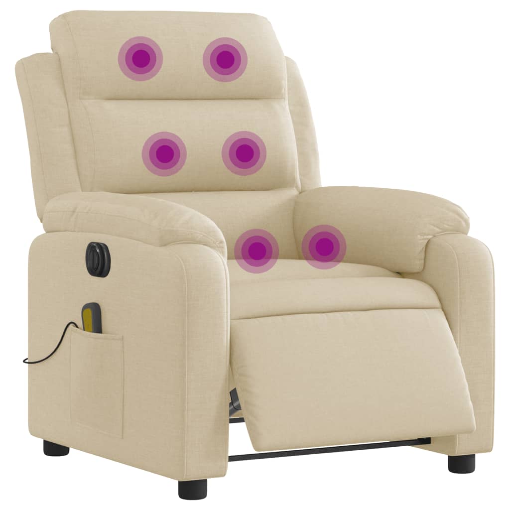 Fauteuil inclinable de massage électrique crème tissu Fauteuils vidaXL   