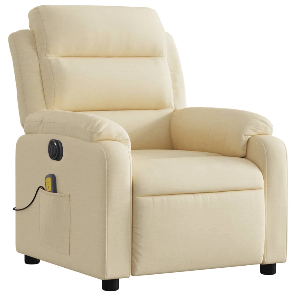 Fauteuil inclinable de massage électrique crème tissu Fauteuils vidaXL   