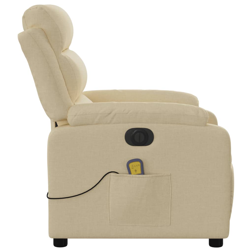 Fauteuil inclinable de massage électrique crème tissu Fauteuils vidaXL   