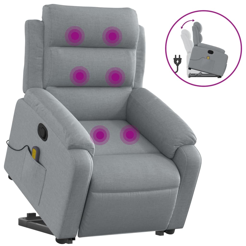 Fauteuil de massage inclinable Gris clair Tissu Fauteuils vidaXL   