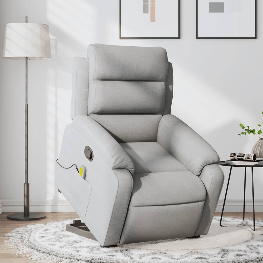 Fauteuil de massage inclinable Gris clair Tissu Fauteuils vidaXL   