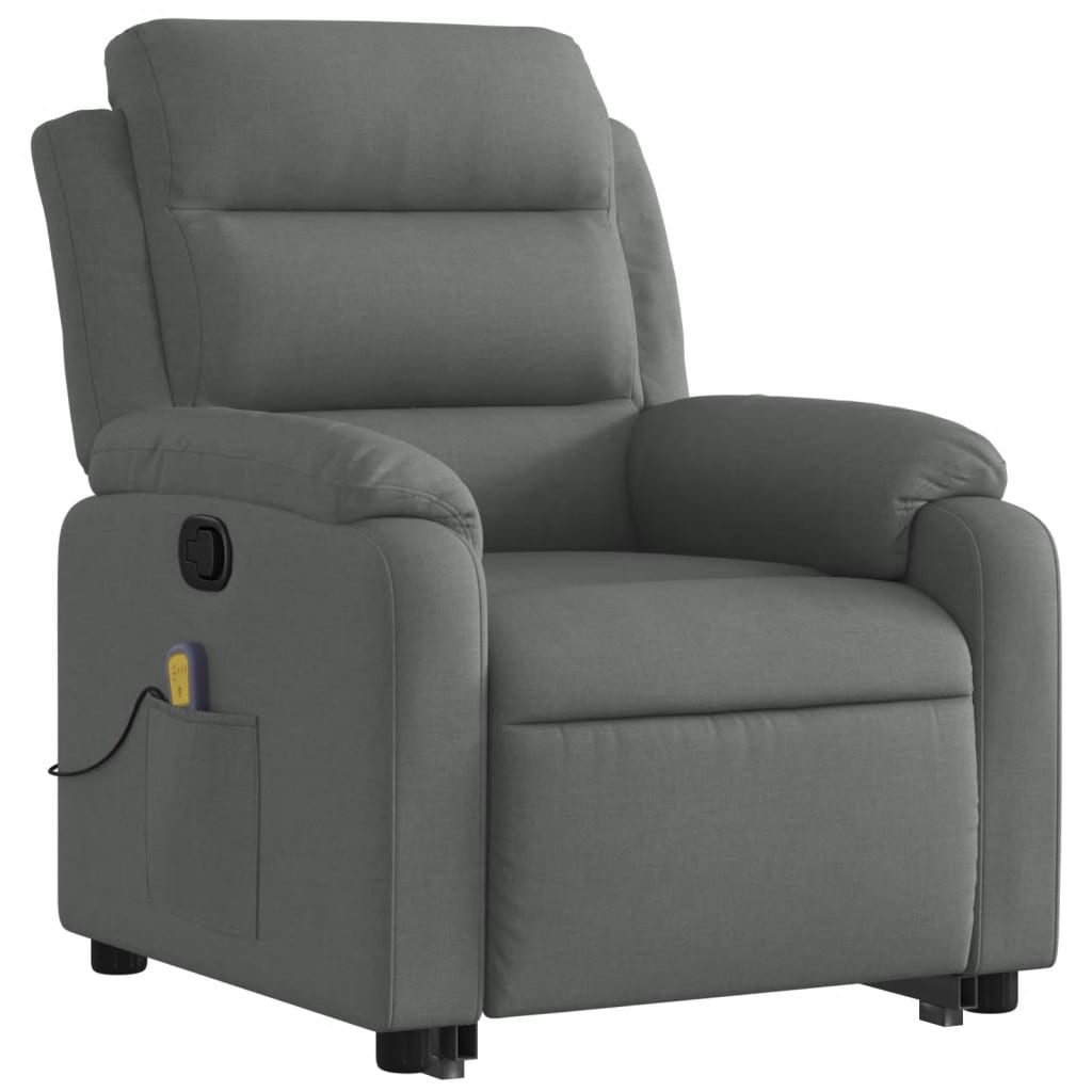 Fauteuil de massage inclinable Gris foncé Tissu Fauteuils vidaXL   