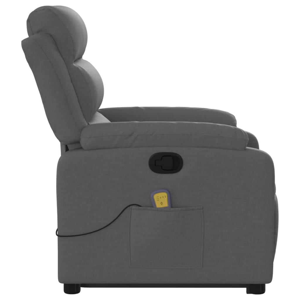 Fauteuil de massage inclinable Gris foncé Tissu Fauteuils vidaXL   