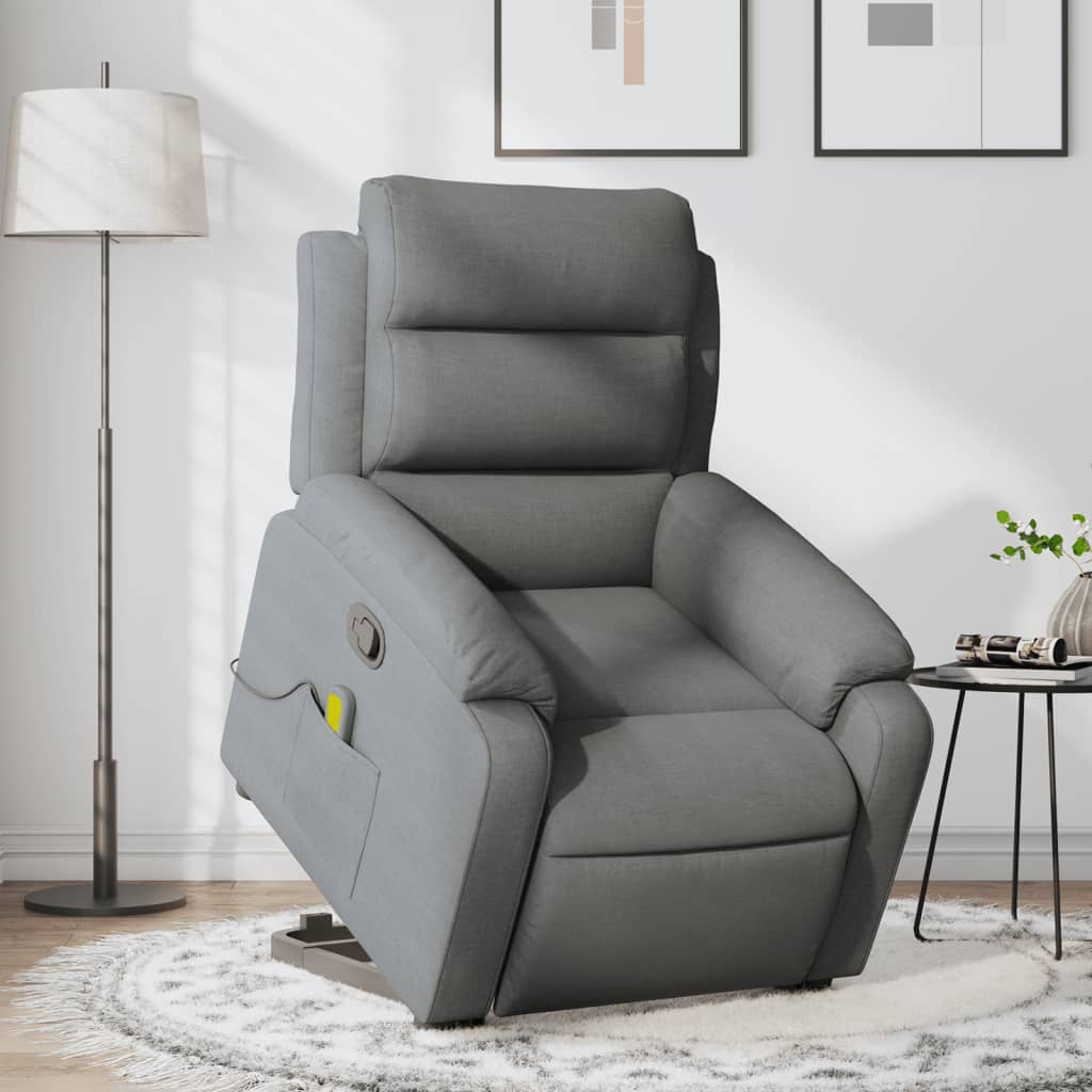 Fauteuil de massage inclinable Gris foncé Tissu Fauteuils vidaXL   