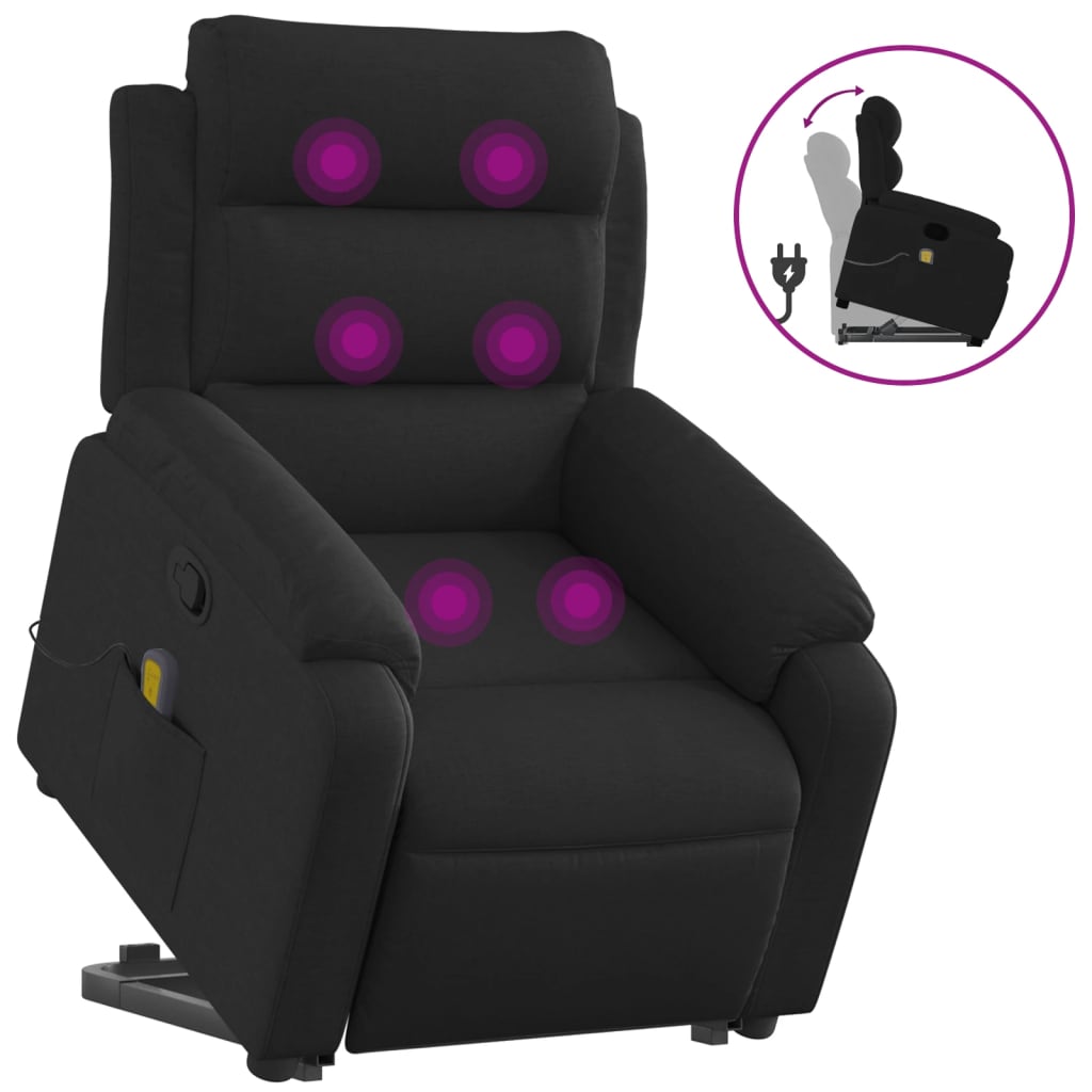 Fauteuil de massage inclinable Noir Tissu Fauteuils vidaXL   