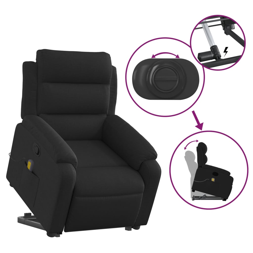 Fauteuil de massage inclinable Noir Tissu Fauteuils vidaXL   