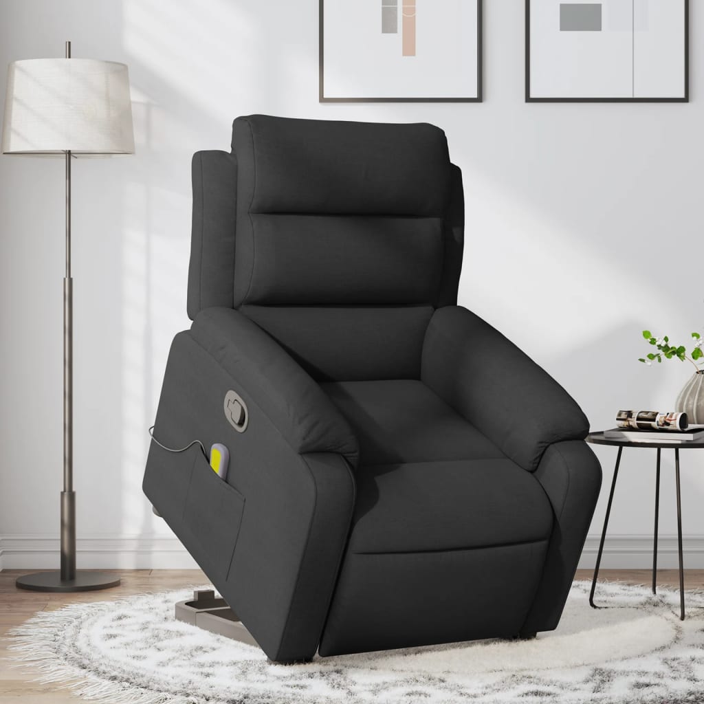 Fauteuil de massage inclinable Noir Tissu Fauteuils vidaXL   