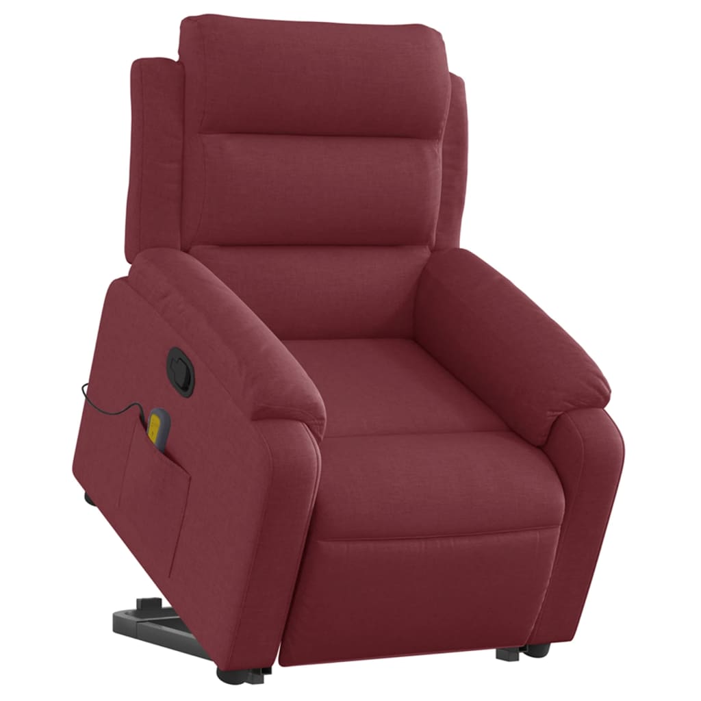 Fauteuil inclinable de massage Rouge bordeaux Tissu Fauteuils vidaXL   