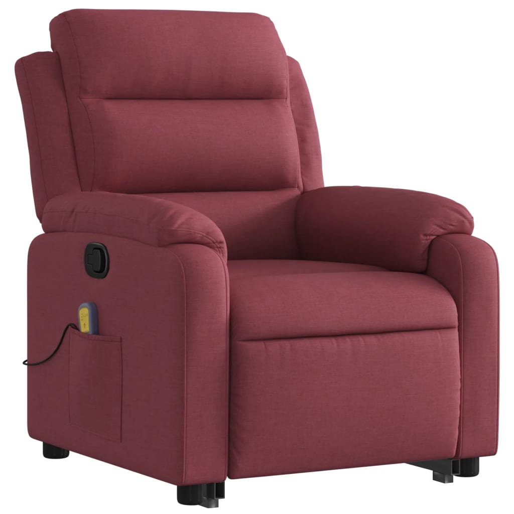 Fauteuil inclinable de massage Rouge bordeaux Tissu Fauteuils vidaXL   