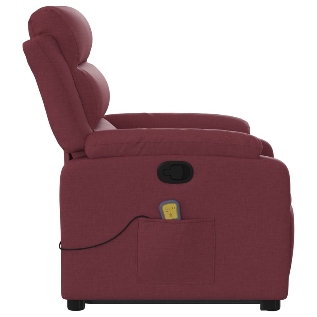 Fauteuil inclinable de massage Rouge bordeaux Tissu Fauteuils vidaXL   