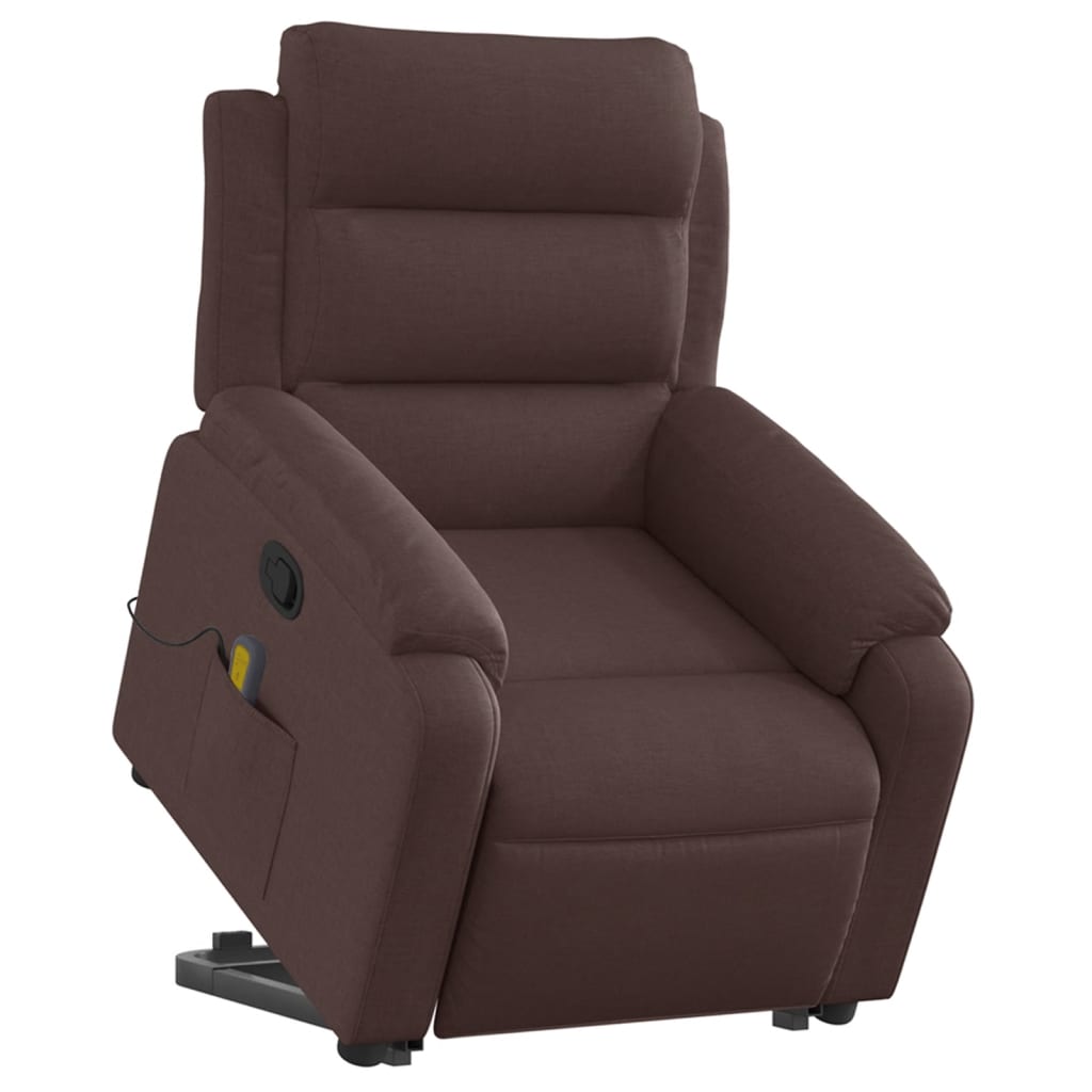 Fauteuil inclinable de massage Marron foncé Tissu Fauteuils vidaXL   